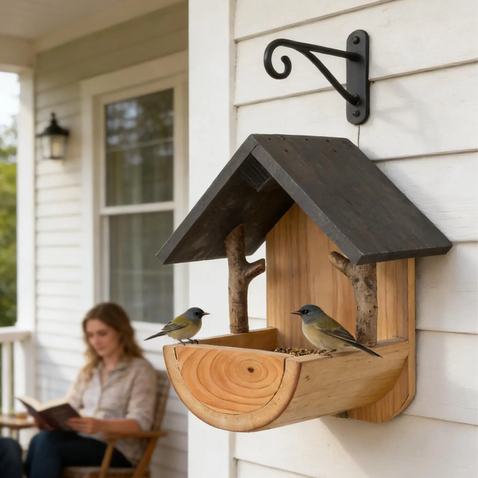 Wall Mount Wooden bird feeder  - Watch S 评论和价格