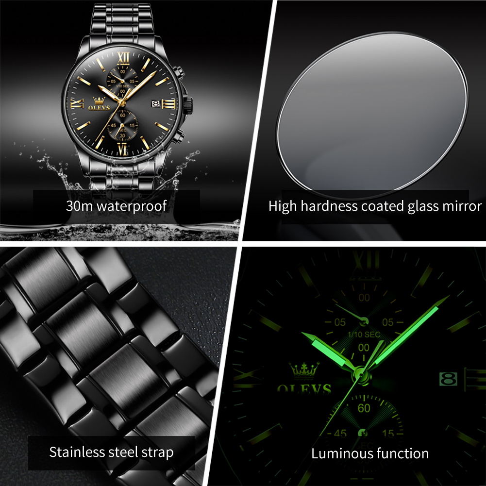 OLEVS 2886 Classic Black Quart - Smartwatch Watches For Men Brands 评论和价格