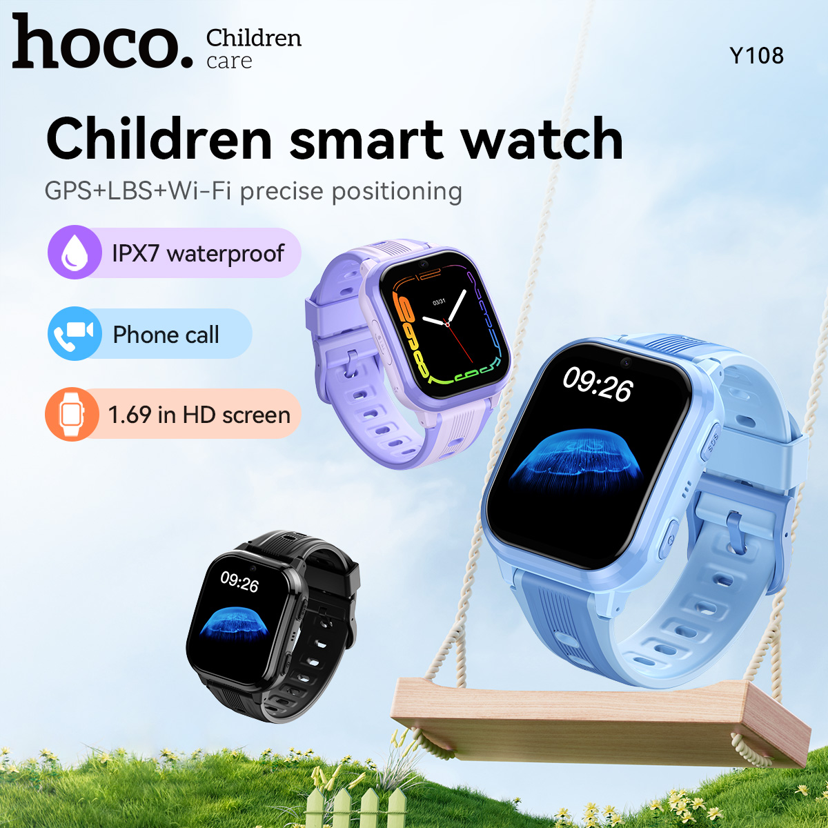 HOCO Y108 1.69inch HD LCD Curv - Smartwatch Watches For Kid Boy With Gps 评论和价格